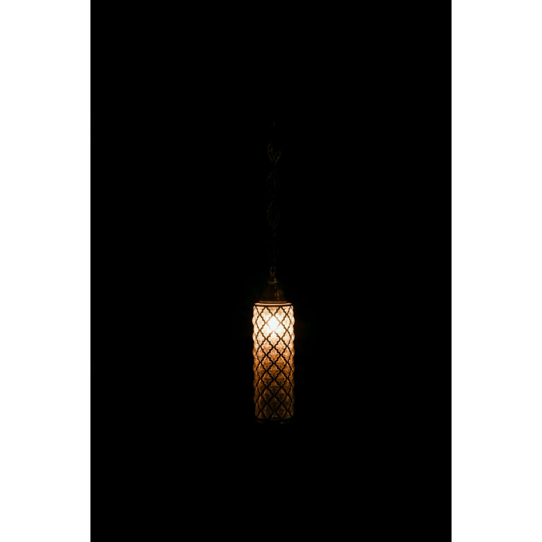 Hanging lamp 70 cm, manblown glass, iron